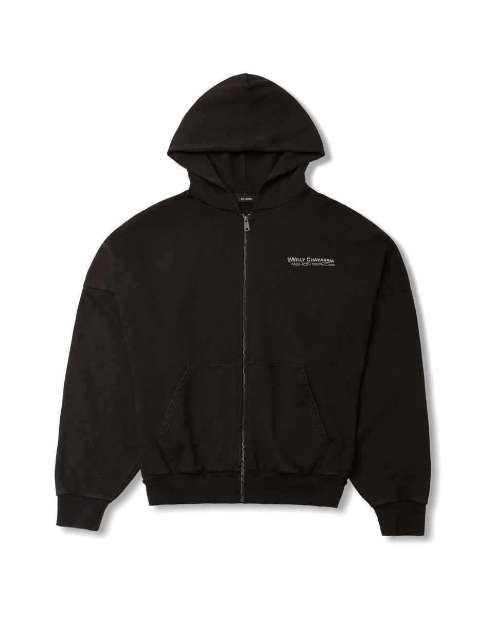 WILLY FASHION SERVICE - STANDARD ZIP HOODIE - BLACK | Willy Chavarria