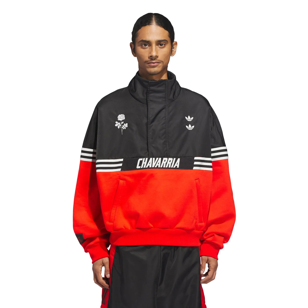 ADIDAS X WC HALFZIP PULLOVER-BLACK/RED | Willy Chavarria