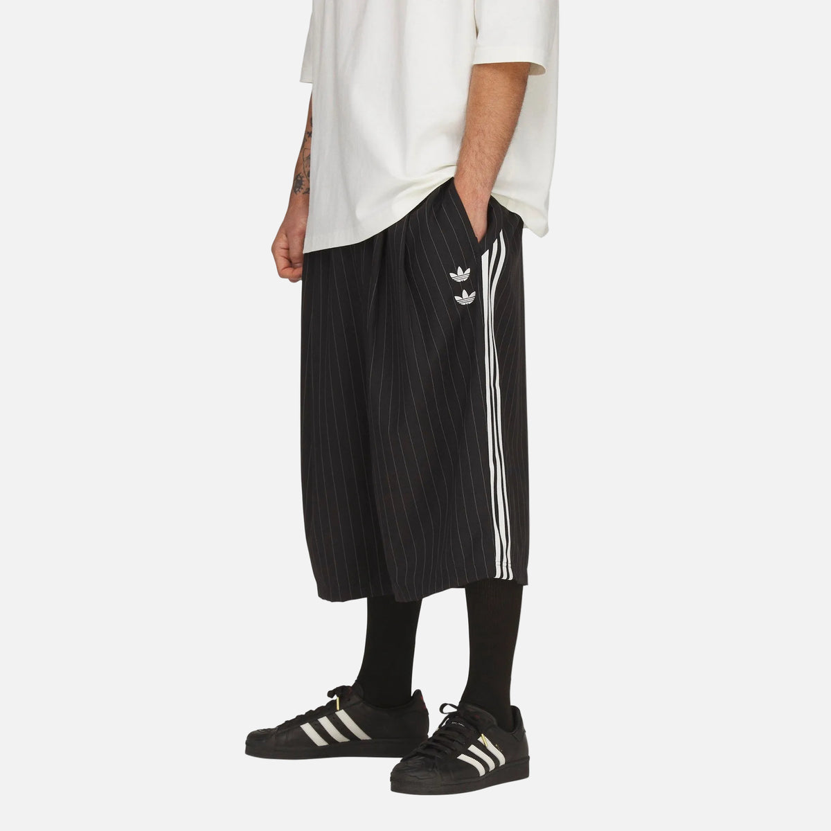 ADIDAS X WC PINSTRIPE SHORT - BLK/WHT | Willy Chavarria
