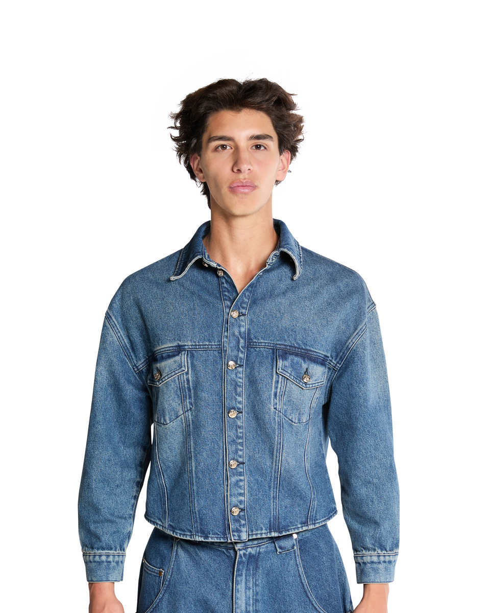 SHRUNKEN DENIM JACKET - WASHED INDIGO | Willy Chavarria