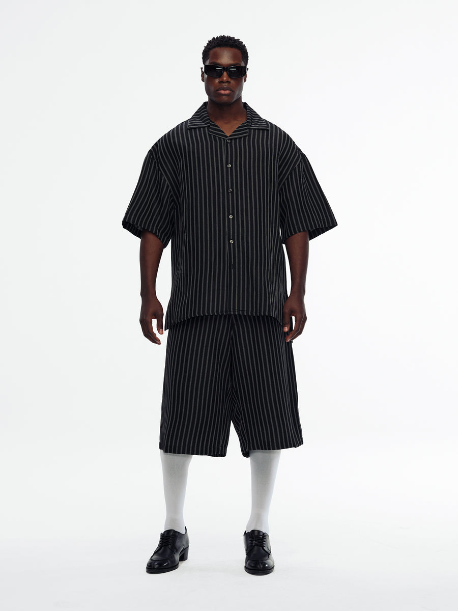 CAMP COLLAR SS SHIRT - BLK/WHITE | Willy Chavarria