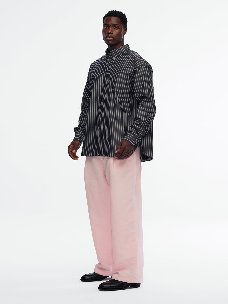 black striped dress shirt Willy Chavarria Veterano shortsleeve Sequin Homecoming Dresses for Silver buttons Size:15 (US) / 38 (EU)