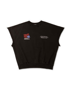 AMÉRICA COMMUNITY CENTER DESTROYED MUSCLE SWEATSHIRT - BLACK