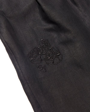 DRAWSTRING LINEN PANTS - BLACK