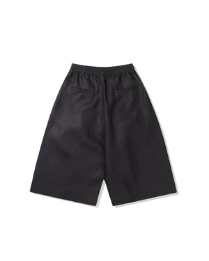 DRAWSTRING LINEN SHORTS - BLACK