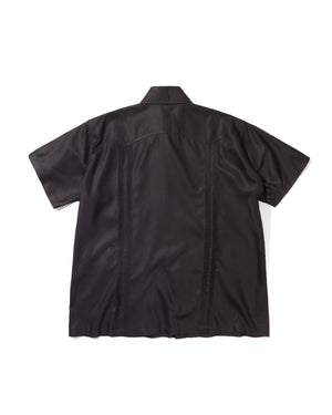 SHORT SLEEVE LINEN GUAYABERA - BLACK