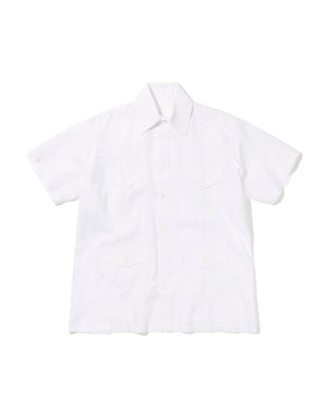 SHORT SLEEVE LINEN GUAYABERA - WHITE