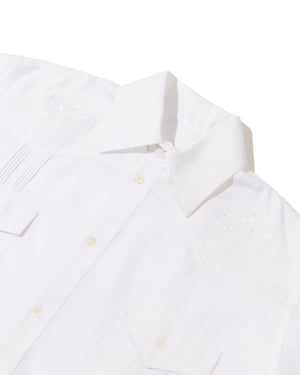 SHORT SLEEVE LINEN GUAYABERA - WHITE