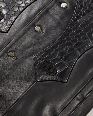 VAQUERO LEATHER VEST - BLACK