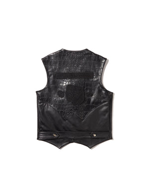 VAQUERO LEATHER VEST - BLACK