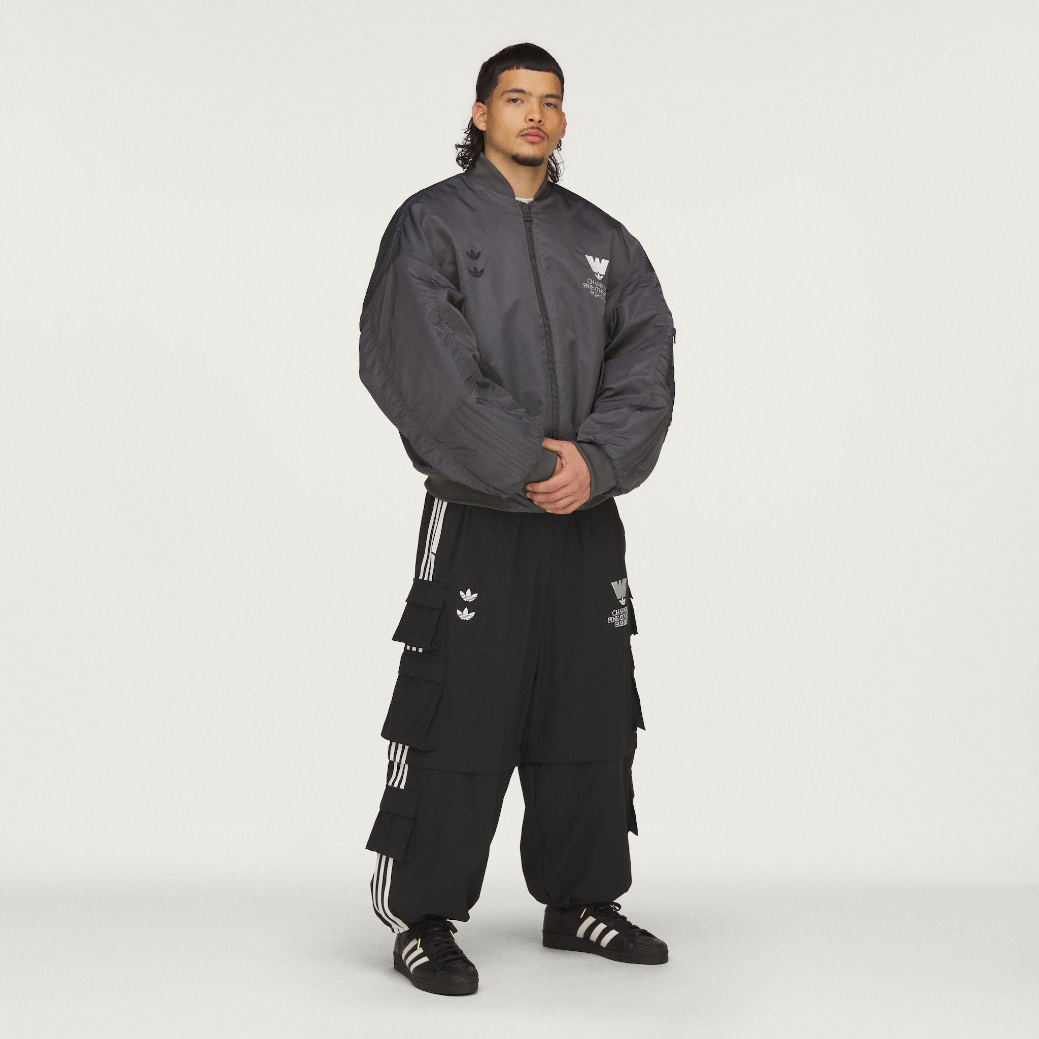 ADIDAS X WC PINSTRIPE TRACK JACKET - BLK/WHT | Willy Chavarria