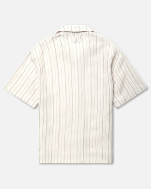 CAMP COLLAR SS SHIRT - WHT/BLK STRIPE