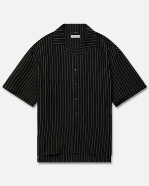 CAMP COLLAR SS SHIRT - BLK/WHITE
