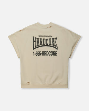 "HARDCORE" - MUSCLE TEE - SNOW WHITE