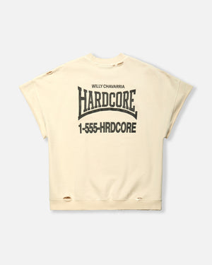"HARDCORE" - MUSCLE TEE - SNOW WHITE