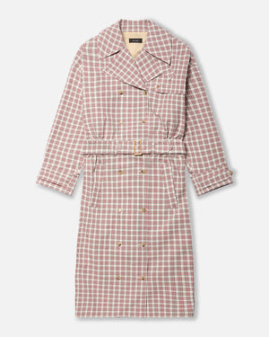 TRENCH DRESS - RED/WHT PLAID