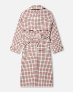 TRENCH DRESS - RED/WHT PLAID
