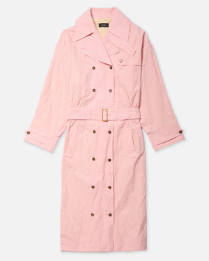 CRINKLED COTTON TRENCH DRESS - CHICLE