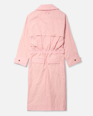 CRINKLED COTTON TRENCH DRESS - CHICLE