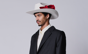 WILLY CHAVARRIA WOOL FELT FLOWER HAT - OFF-WHITE