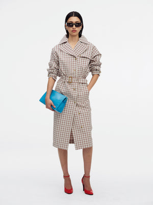 TRENCH DRESS - RED/WHT PLAID