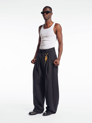 DRAWSTRING WOOL CASCADA - BLACK