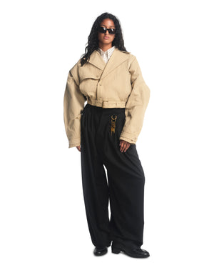 CROPPED TRENCH JACKET - TRAVERTINE