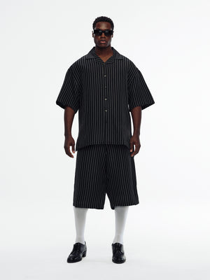 CAMP COLLAR SS SHIRT - BLK/WHITE
