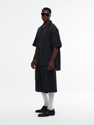 CAMP COLLAR SS SHIRT - BLK/WHITE