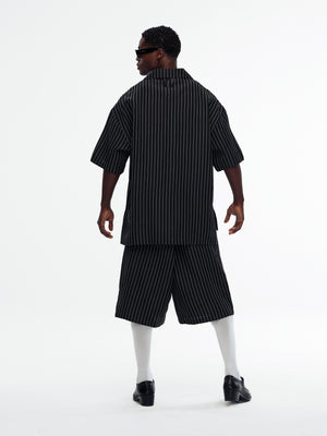 CAMP COLLAR SS SHIRT - BLK/WHITE