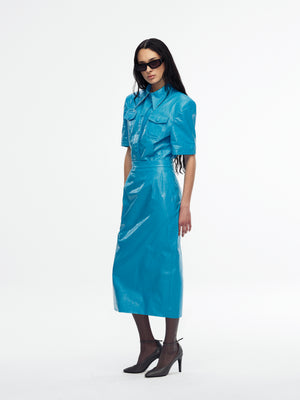 LTHR TUBO SKIRT - BOUR. BLUE