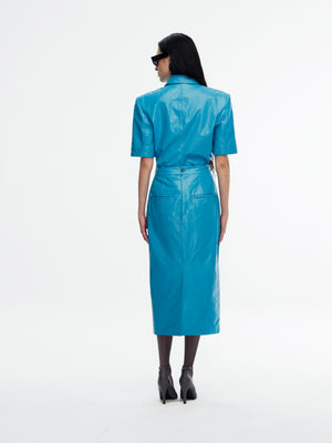 LTHR TUBO SKIRT - BOUR. BLUE