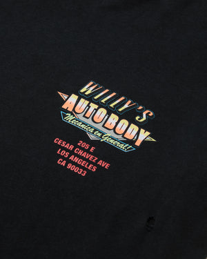 WILLY'S AUTOBODY EASY TEE (DESTROYED) - BLACK