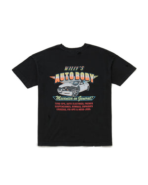 WILLY'S AUTOBODY EASY TEE (DESTROYED) - BLACK