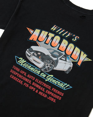 WILLY'S AUTOBODY EASY TEE (DESTROYED) - BLACK